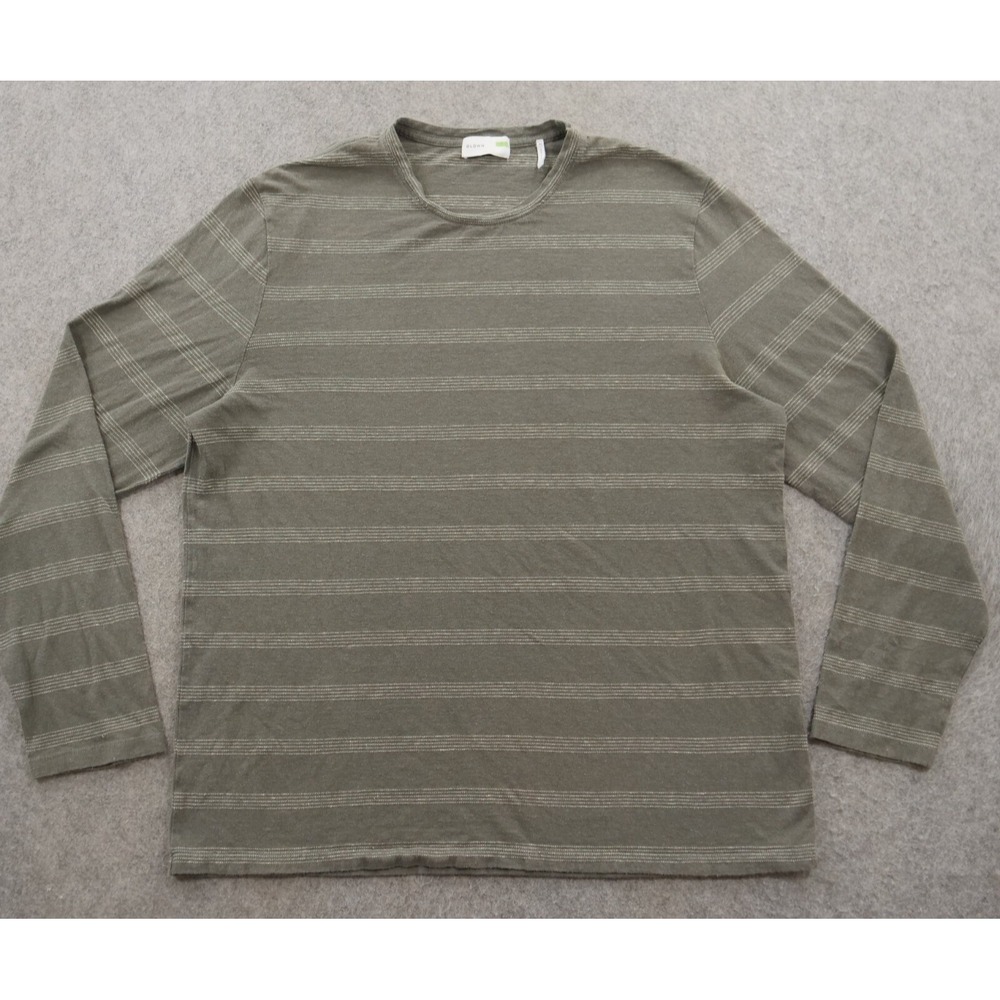 BLDWN Baldwin Shirt Mens Extra Large Gray Long Sleeve Crew Neck Hemp Striped
